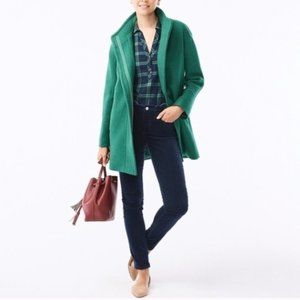 J.Crew Factory #AB946 New City Cocoon Coat Alpine Green 0P 0 Petite